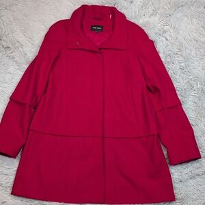 Nine West Jacket Womens 8 Red Wool Blend Pockets  Button Up‎ Comfy Casual Coat